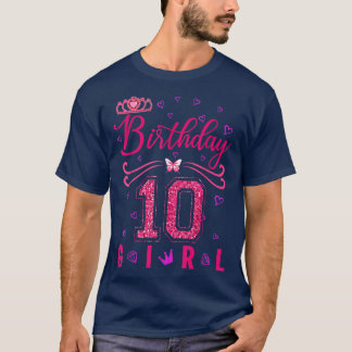 T-shirt 10e anniversaire fille mignonne Couronne 10 ans An