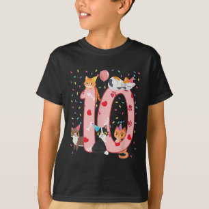 T-shirt 10e anniversaire fille mignonne tenue de chat 10 a
