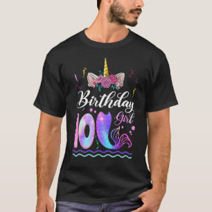 T-shirt 10e anniversaire fille Unicorn Mermaid 10 ans me