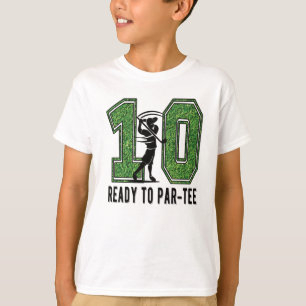 T-shirt 10e anniversaire Gift Joueur de golf 10 ans Garçon
