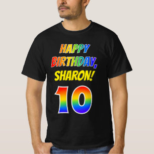 T-shirt 10e anniversaire — Gras, Amusant, Arc-en-ciel 10, 