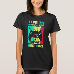 T-shirt 10e Anniversaire Niveau 10 Déverrouillé Awesome Vi