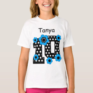 T-shirt 10e anniversaire Pois Nom personnalisé V06B