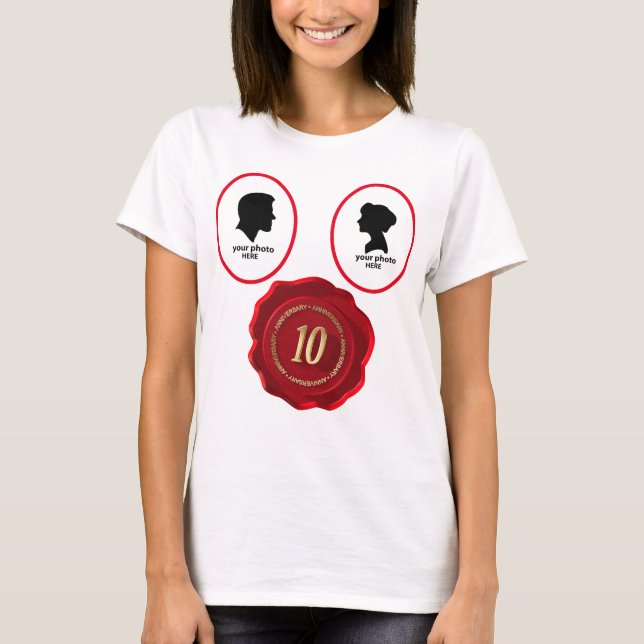 T-shirt 10e anniversaire sceau de cire rouge (Devant)