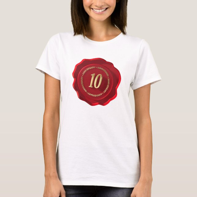 T-shirt 10e anniversaire sceau de cire rouge (Devant)