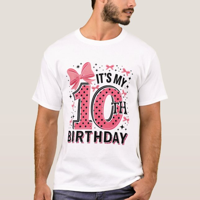 T-shirt 10e Coquette Anniversaire Fille 10 ans Coqu (Devant)