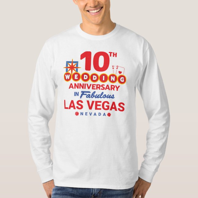 T-shirt 10e Wedding Anniversary Couples Las Vegas (Devant)
