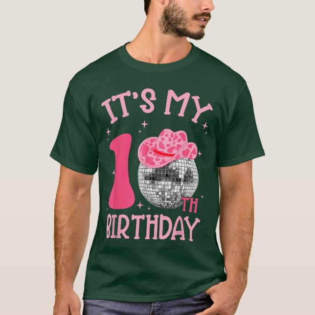 T-shirt 10th Birthday Coquette Bow Disco Ball 10 Year Old  (Devant)