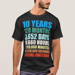 T-shirt 10th Birthday Gift Boy 10 Years Being Awesome