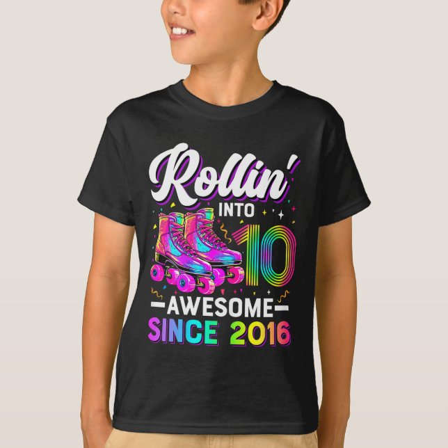 T-shirt 10th Birthday Shirt Girl 10 Year Old Roller Skate  (Devant)