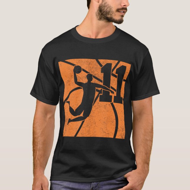 T-shirt 11 Ans Basketball Dunk 11E Anniversaire Fête E (Devant)