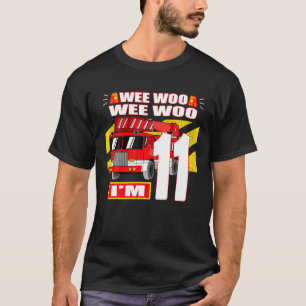 T-shirt 11 ans Camion d'incendie Anniversaire