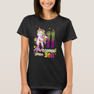 T-shirt 11 Ans Unicorne Flossing 11e Anniversaire Unicor