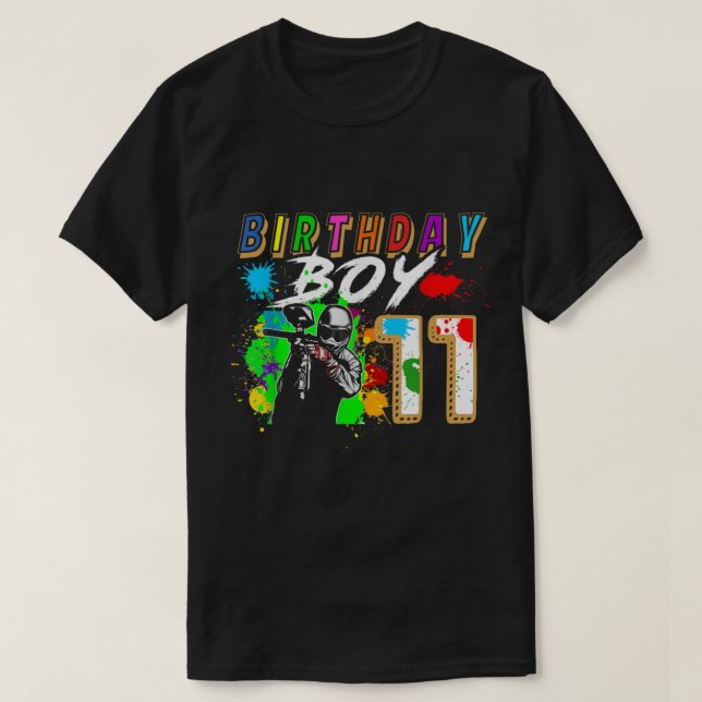 T-shirt 11 Year Old Paintball Birthday Party Boys (Design devant)