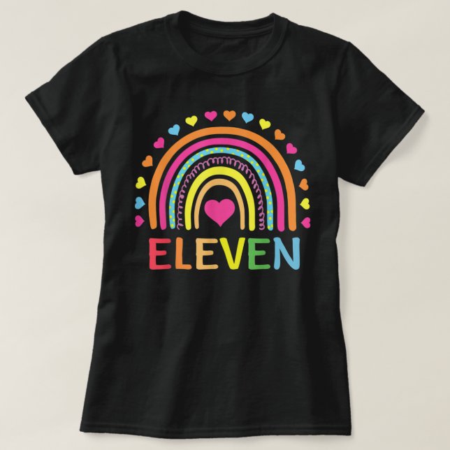 T-shirt 11 Years Old Rainbow 11th Birthday Gift For Girls  (Design devant)