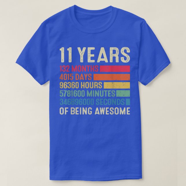 T-shirt 11e Anniversaire 11 Ans 132 Mois D'Être Impression (Design devant)