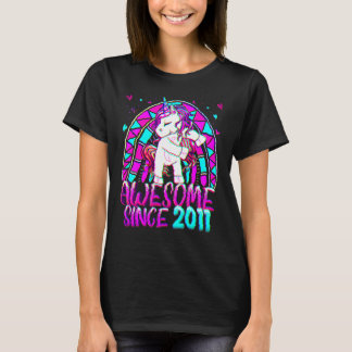 T-shirt 11e Anniversaire Arc en Ciel 11 Ancienne Unicorne 