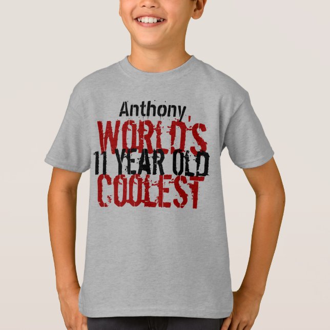 T-shirt 11e anniversaire cadeau World's Coolest 11 ans gar (Devant)