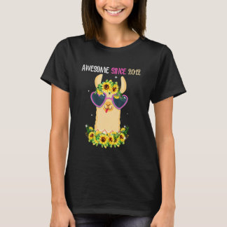 T-shirt 11e Anniversaire Cadeaux Llama Awesome Depuis 2012