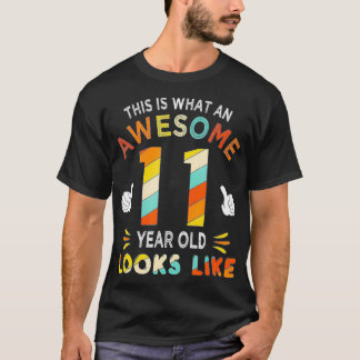 T-shirt 11e Anniversaire Cadeaux Pour 11 Ans Aspect Awesom