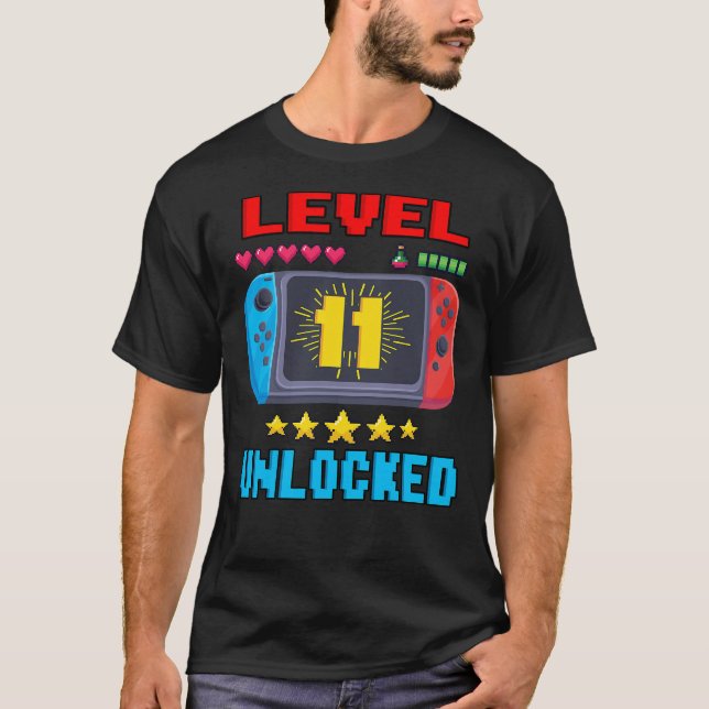 T-shirt 11e anniversaire garçon niveau 11 vidéo déverrouil (Devant)