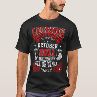T-shirt 11e Anniversaire Légendes Né En Octobre 2011 11 An