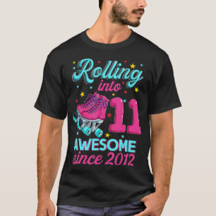 T-shirt 11e Anniversaire Pour Fille 11 Ans Patinage à roul