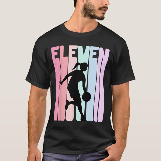 T-shirt 11e anniversaire Retro Bysketbyll Joueur 11 ans (Devant)