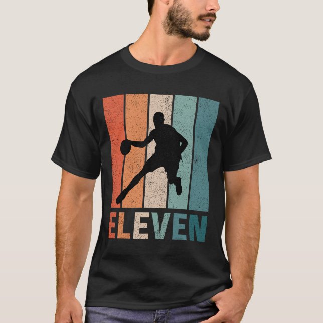 T-shirt 11e anniversaire Retro Bysketbyll Lovers Boys Kids (Devant)