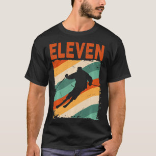 T-shirt 11e anniversaire Retro Ski Ski 11 ans Garçons Gi