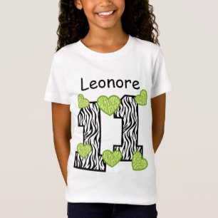 T-Shirt 11ème Nom fait sur commande 4A de coeurs de vert