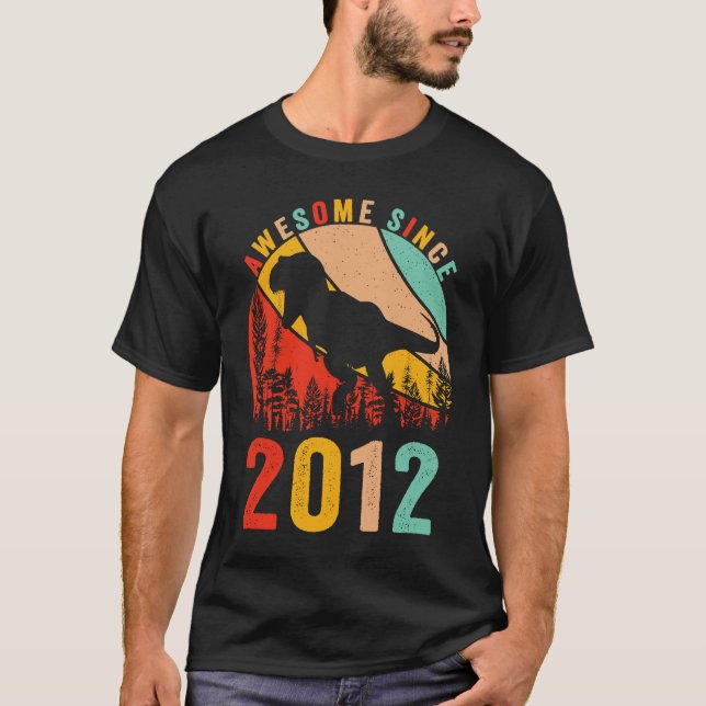 T-shirt 11th Bday Dinosaur T Rex Boys Retro Awesome Since  (Devant)