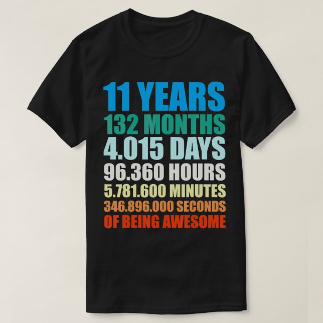T-shirt 11th Birthday Gift Boy 11 Years Being Awesome  (Design devant)
