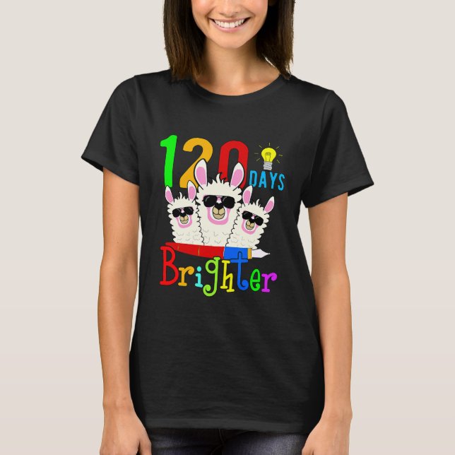 T-shirt 120 Jours Plus Brighter Enseignant Llama Joyeux 12 (Devant)