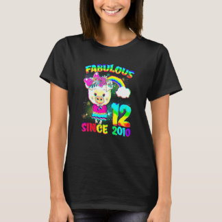 T-shirt 12 Ans 12e Anniversaire Cute Pig Girl Fabuleux