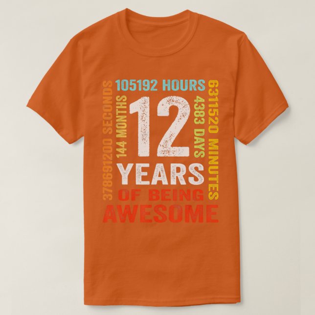T-shirt 12 Ans 144 Mois D'Être Impressionnant 12e Annivers (Design devant)