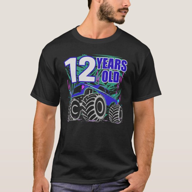 T-shirt 12 Ans Camion Monster Pour Garçons Et Filles (Devant)
