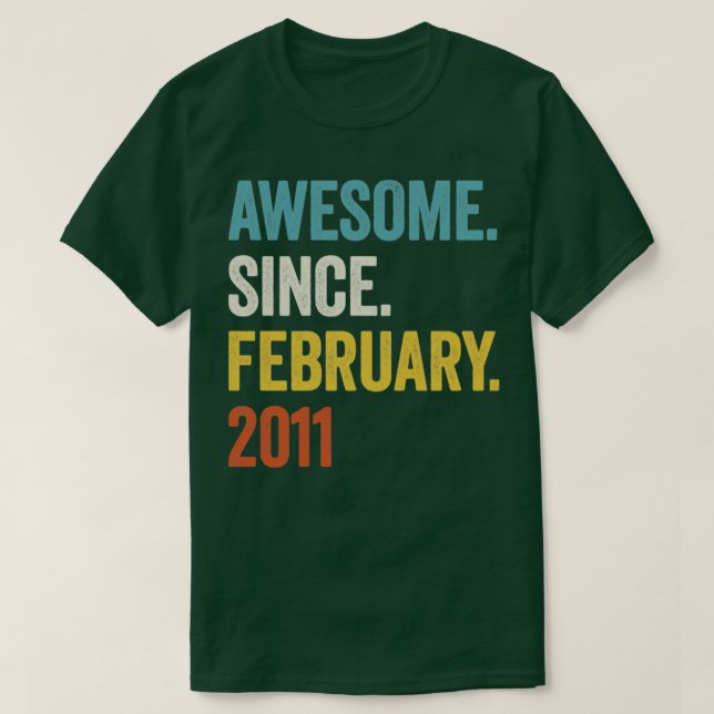 T-shirt 12 ans d'émerveillement depuis février 2011 12e an (Design devant)