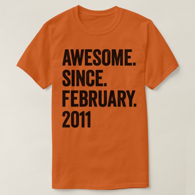 T-shirt 12 ans d'émerveillement depuis février 2011 12e an (Design devant)