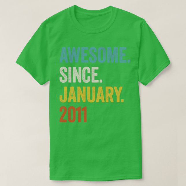 T-shirt 12 ans d'émerveillement depuis Janvier 2011 12e an (Design devant)