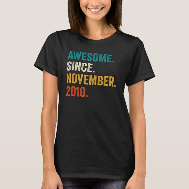 T-shirt 12 ans Old Awesome Since Novembre 2010 12th Bir (Devant)