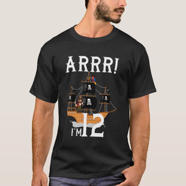 T-shirt 12 ans Pirate Anniversaire de enfant Party Pirates (Devant)