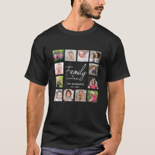 T-shirt 12 Collage de photos Famille est tout Citation Nom