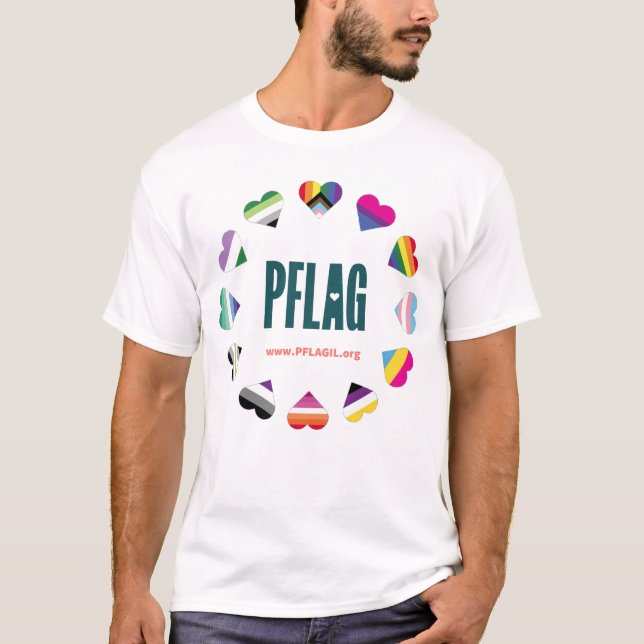 T-shirt 12 Hearts Circle PFLAG pour dossier blanc (Devant)
