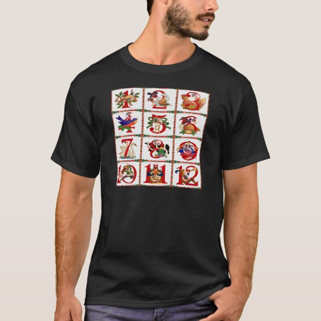 T-shirt 12 Jours De Caillot De Noël Imprimer Cadeaux (Devant)