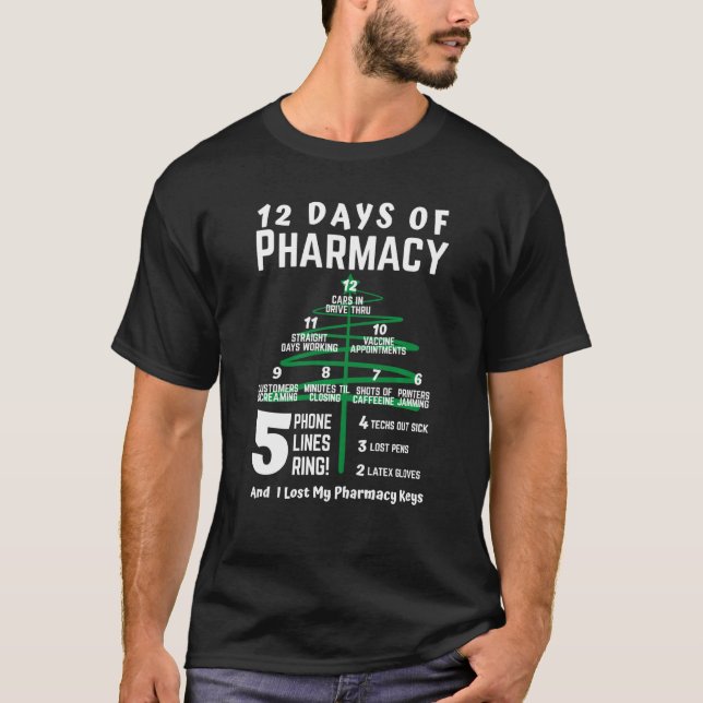T-shirt 12 Jours De Pharmacie Arbre De Noël Arbre De Noël  (Devant)