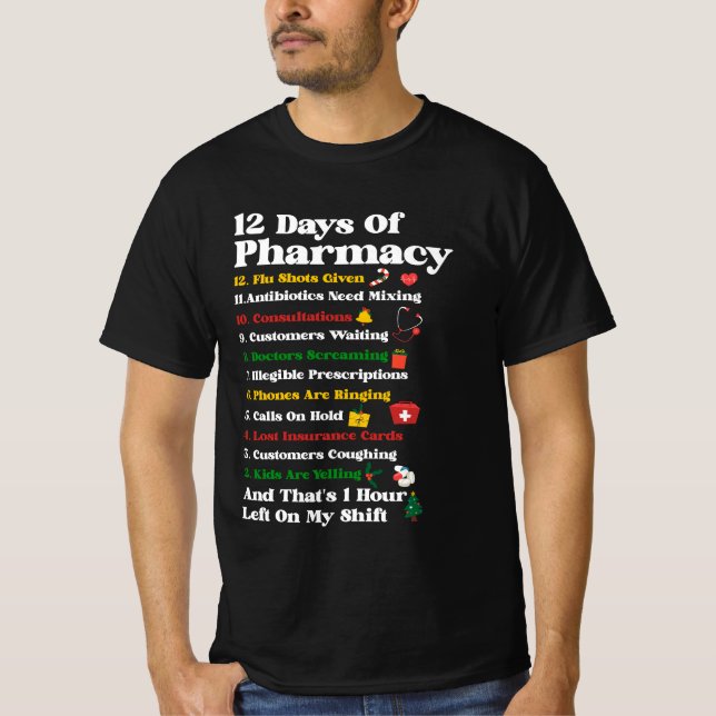 T-shirt 12 Jours de Pharmacie Funny Christmas Pharmacist T (Devant)