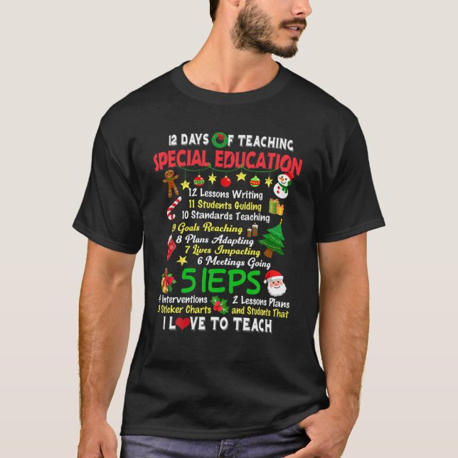 T-shirt 12 Jours D'Enseignement Spécial Enseignant Elf (Devant)