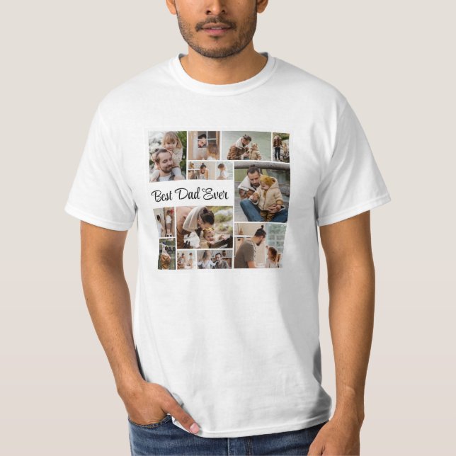 T-shirt 12 Photo Collage Meilleur Papa Jamais La Valeur Ho (Devant)
