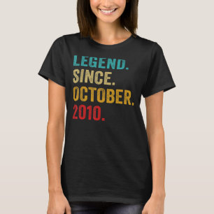 T-shirt 12 Years Old Legend Since October 2010 12th Birthd